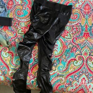 Cute Faux Leather cinched leggings